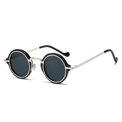 Retro Punk Sunglasses for Women Vintage Fashion 90s Small Metal Frame Gradient Hippie Sun Glasses Cute Round Sunnies (gold black)