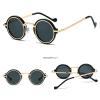Retro Punk Sunglasses for Women Vintage Fashion 90s Small Metal Frame Gradient Hippie Sun Glasses Cute Round Sunnies (gold black) view 2