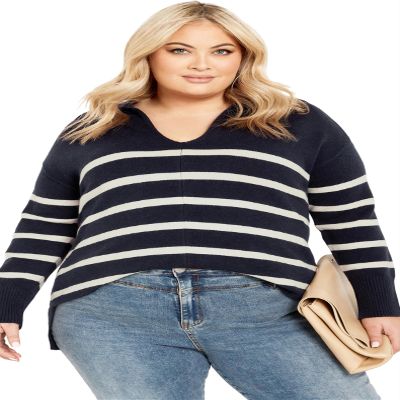 Avenue Women's Plus Size Mara Sweater, 14-16 Navy