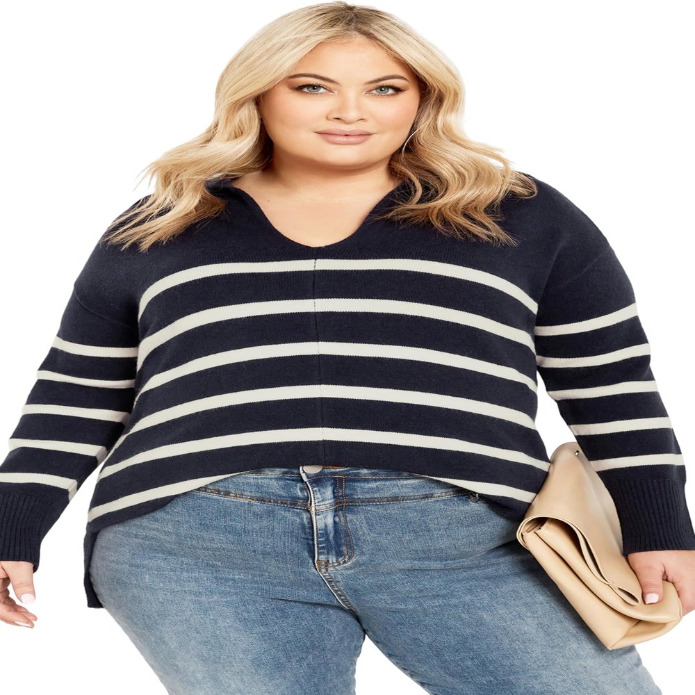 Avenue Women's Plus Size Mara Sweater, 14-16 Navy
