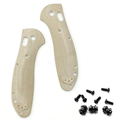 UPFIST 1 Pair Scales Handle Fits for Benchmade Griptilian 551, Micarta Handle Patch with 3 Sets Screws Khaki