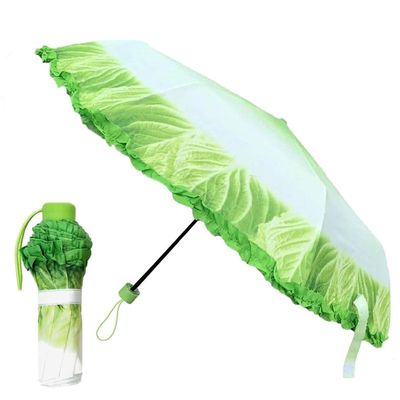 YFEIQI Creative Cabbage Umbrella, Three Folding Sunny and Rainy Umbrellas, Funny Vegetable Rain Umbrella, Gifts for Girls and Ladies