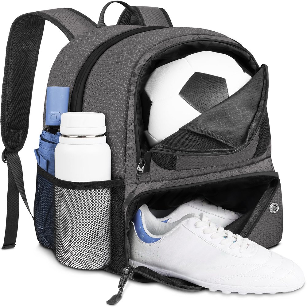 YOREPEK Soccer Backpack, Lightweight Soccer Bag with Ball Holder for Mens Womens, Water resistant Sport Equipment Bags Fit Basketball Volleyball Football Accessories to Match Training