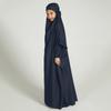 AFAVOM Abaya for Girls Muslim Full Cover Dress with Hijab Kaftan Islamic Prayer Robes Dress Kids Long Sleeve Formal Prayer Clothes Dubai Hijab Eid Dress Teens Casual Maxi Gown Navy Blue 12-13 Years view 4