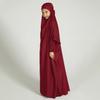 AFAVOM Abaya for Girls Muslim Full Cover Dress with Hijab Kaftan Islamic Prayer Robes Dress Kids Long Sleeve Formal Prayer Clothes Dubai Hijab Eid Dress Teens Casual Maxi Gown Wine Red 8-9 Years view 3