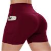 CAMPSNAIL Biker Shorts Women with Pockets - 3"/5"/8" High Waisted Workout Spandex Tummy Control Gym Running Yoga Shorts Burgundy view 1