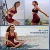 CAMPSNAIL Biker Shorts Women with Pockets - 3"/5"/8" High Waisted Workout Spandex Tummy Control Gym Running Yoga Shorts Burgundy view 2