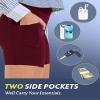 CAMPSNAIL Biker Shorts Women with Pockets - 3"/5"/8" High Waisted Workout Spandex Tummy Control Gym Running Yoga Shorts Burgundy view 3