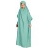 AFAVOM Abaya for Girls Muslim Full Cover Dress with Hijab Kaftan Islamic Prayer Robes Dress Kids Long Sleeve Formal Prayer Clothes Dubai Hijab Eid Dress Teens Casual Maxi Gown Light Green 6-7 Years view 1