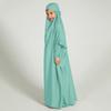 AFAVOM Abaya for Girls Muslim Full Cover Dress with Hijab Kaftan Islamic Prayer Robes Dress Kids Long Sleeve Formal Prayer Clothes Dubai Hijab Eid Dress Teens Casual Maxi Gown Light Green 6-7 Years view 3