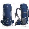 Bseash 60L Waterproof Hiking Camping Backpack with Rain Cover, Lightweight Outdoor Sport Travel Daypack for Climbing Touring (Blue) view 2