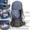 Bseash 60L Waterproof Hiking Camping Backpack with Rain Cover, Lightweight Outdoor Sport Travel Daypack for Climbing Touring (Blue) view 3