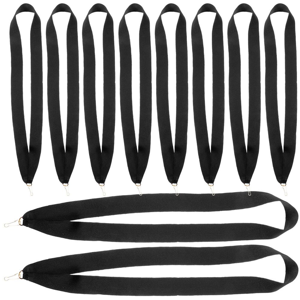 BESPORTBLE Award Ribbons 10pcs Medal Ribbons Award Neck Ribbons Medal Lanyards with with Snap Clips Award Participation Ribbons for Competitions Sports Meeting Party Awards Black