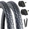 2-Pack Cruiser Bike Tires Set: Hycline 24x2.125 inch Folding Replacement Puncture-Resistant Bicycle Tires and Pair 24-inch Inner Tubes with Tire Levers for Beach or Urban City Commuter Bike-Black view 1