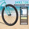 2-Pack Cruiser Bike Tires Set: Hycline 24x2.125 inch Folding Replacement Puncture-Resistant Bicycle Tires and Pair 24-inch Inner Tubes with Tire Levers for Beach or Urban City Commuter Bike-Black view 3