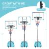 AOKUNG Teenagers Youth Height Adjustable 5.6 to 7ft Basketball Hoop 28 Inch Backboard Portable Basketball Goal System with Stable Blue Base and Wheels, use for Indoor Outdoor view 2