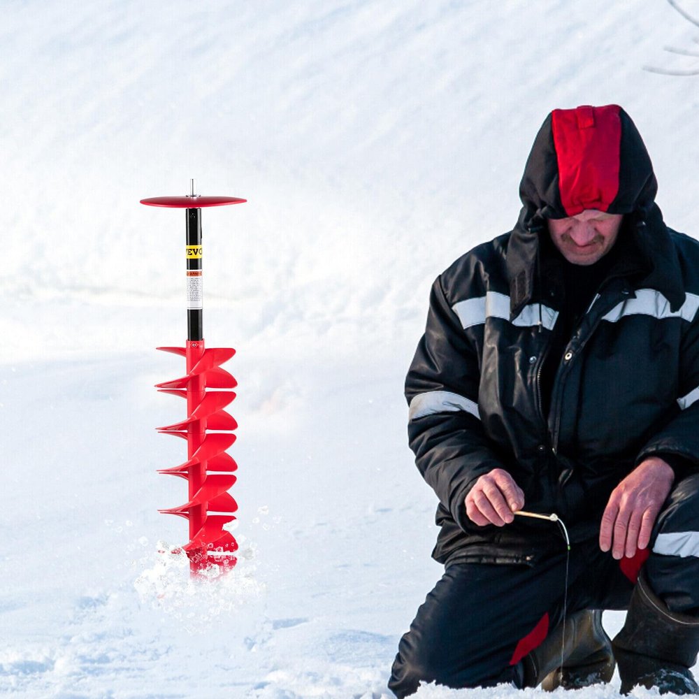 ZentOy Ice Drill Auger Nylon Ice Auger Bit 8''x39'' Drill Adapter Ice Fishing Red, Replacement for VEVOR OEM