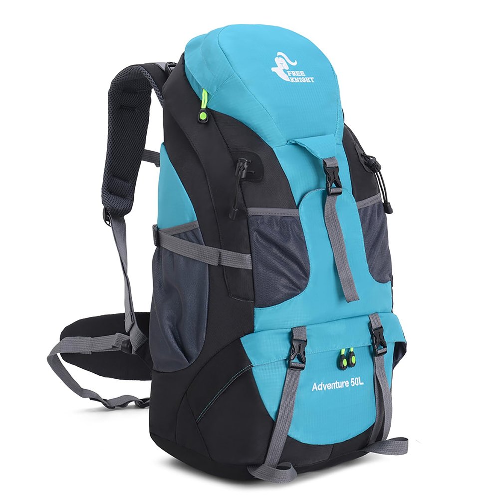 Bseash 50L Hiking Backpack, Water Resistant Lightweight Outdoor Sport Daypack Travel Bag for Camping Climbing Skiing Cycling (Lake Green - No Shoe Compartment)