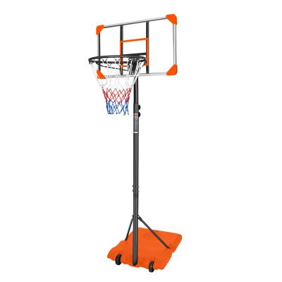 AOKUNG Teenagers Youth Height Adjustable 5.6 to 7ft Basketball Hoop 28 Inch Backboard Portable Basketball Goal System with Stable Orange Base and Wheels, use for Indoor Outdoor