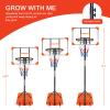 AOKUNG Teenagers Youth Height Adjustable 5.6 to 7ft Basketball Hoop 28 Inch Backboard Portable Basketball Goal System with Stable Orange Base and Wheels, use for Indoor Outdoor view 2
