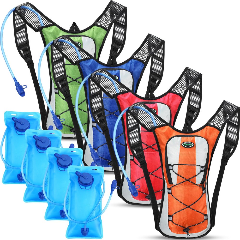 Chunful 4 Pack Hydration Backpack with 2L Water Bladder, Sport Hydration Water Backpack with Water Bladder Pack for Men Women Hiking Running Cycling Biking(Classic Style)