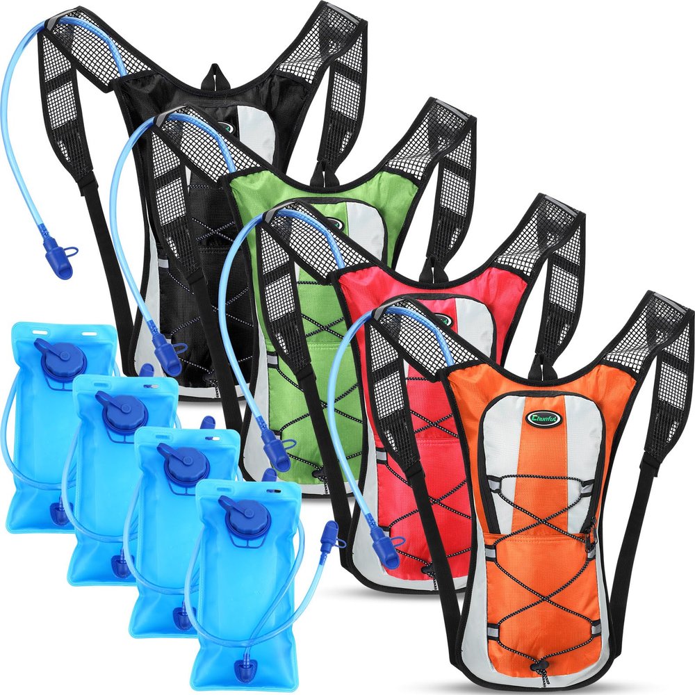 Chunful Hydration Backpack with 2L Water Bladder, Lightweight Hydration Pack Hiking Cycling Biking Climbing Water Backpack for Men Women(Classic Style,4 Pack)