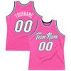 Custom Basketball Jersey for Men Women Kids, Personalized Stitched Printed Team Name Number Logo, Pink White Blue Sports Shirt view 1