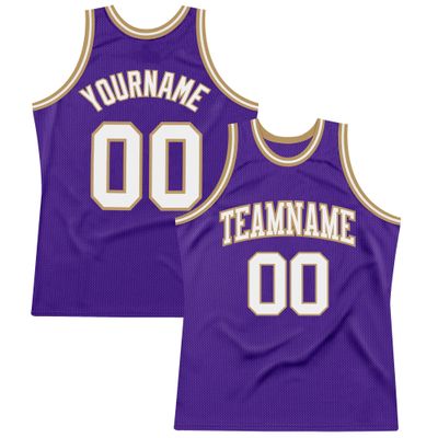 Custom Basketball Jersey for Men Women Kids, Personalized Stitched Printed Team Name Number Logo, Purple White Old Gold Sports Shirt