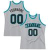 Custom Basketball Jersey for Men Women Kids, Personalized Stitched Printed Team Name Number Logo, Gray Black Teal Color Sports Shirt view 1