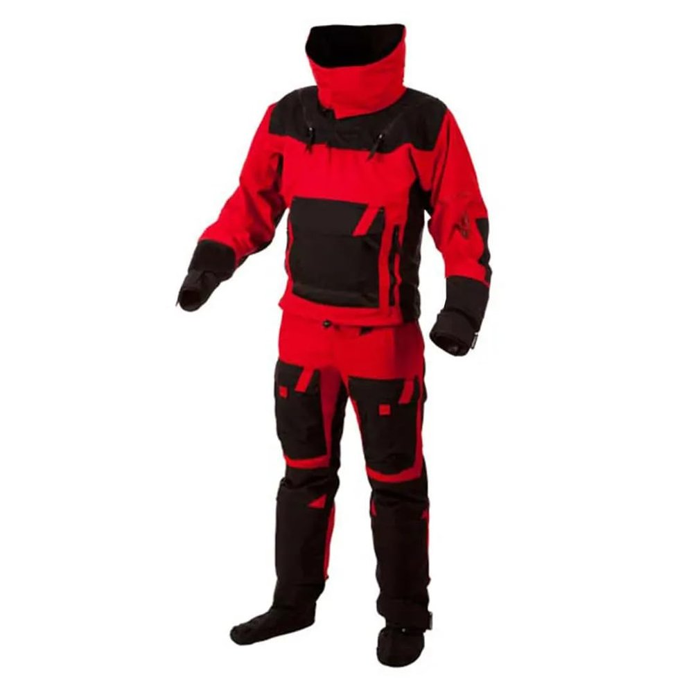 2 In 1 Waterproof Separate Dry Suits Switch/Zip Drysuitwith Latex Seal Kayaking Canoeing Jacket And Pants Red XL