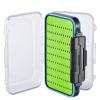 Gonex Fly Boxes for Fly Fishing Jig Boxes Two-Sided Waterproof Lightweight Fly Fishing Box Easy Grip Transparent Lid Fly Fishing Lures Box, 5.9"x 3.8"x 1.77", Green view 1