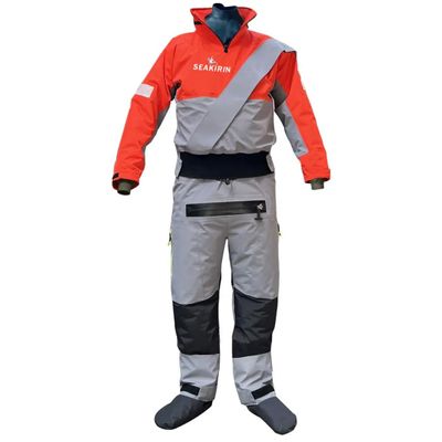 Men Winter Drysuit Detachable Hood Waterproof Breathable Paddling Kayak Dry Suit Against Cold Water Warm Rescue Red XXL