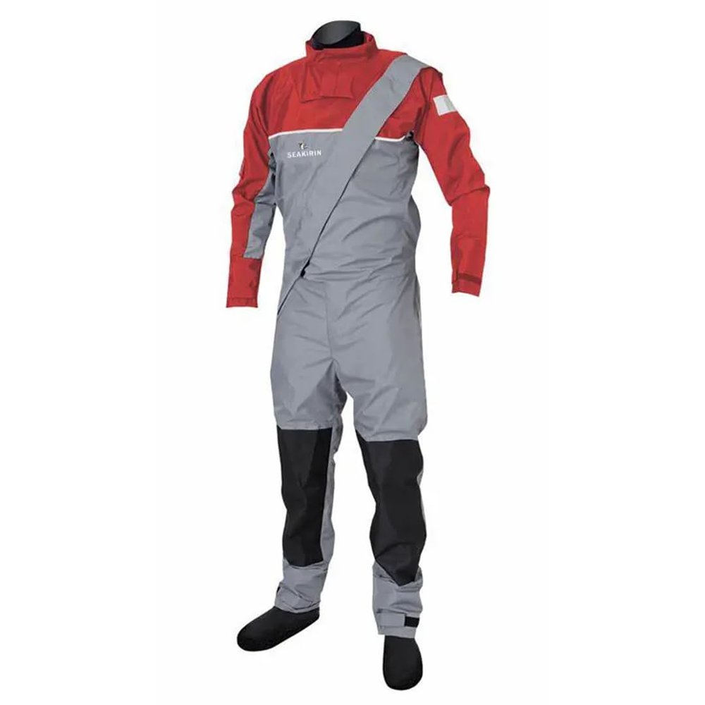 Men's Drysuits With Long Zipper 4-Layer Semi-Dry Suits Riding Waterproof Kayaking Fishing Ski Outfit Red L