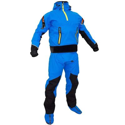 Hcclijo Men Sturdy Hooded Dry Suit Safely Drysuit Spring Whitewater Expanding Boating Kayaking Fishing Warm Waterproof Blue M
