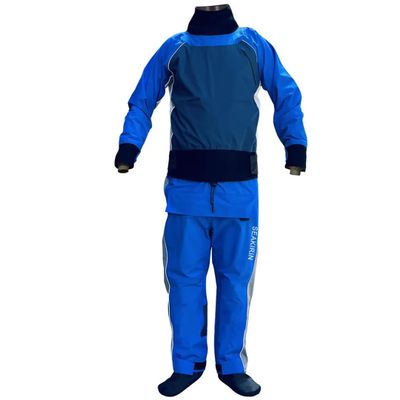 Hcclijo Mens Rear-Entery Drysuits Kayaking Dry Suit Waterproof Breathable Whitewater Paddling Swimming Keep Warm Blue 4XL