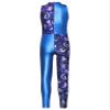 Moggemol Kids Girls Gymnastics Leotard Workout Bodysuit Printed Sports One Piece Long Pants Jumpsuit Dance Unitard C#Navy08 12 Years view 2