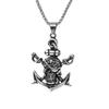 925 Sterling Silver Anchor Necklace, Double Sword Pirate Pendant Necklace For Men Retro Halloween Skull Ghost Head Anchor Necklace Imitation Turquoise Ancho, Nautical Jewelry For Women Men view 1