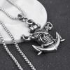 925 Sterling Silver Anchor Necklace, Double Sword Pirate Pendant Necklace For Men Retro Halloween Skull Ghost Head Anchor Necklace Imitation Turquoise Ancho, Nautical Jewelry For Women Men view 2