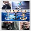925 Sterling Silver Anchor Necklace, Double Sword Pirate Pendant Necklace For Men Retro Halloween Skull Ghost Head Anchor Necklace Imitation Turquoise Ancho, Nautical Jewelry For Women Men view 3