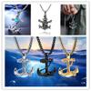 925 Sterling Silver Anchor Necklace, Double Sword Pirate Pendant Necklace For Men Retro Halloween Skull Ghost Head Anchor Necklace Imitation Turquoise Ancho, Nautical Jewelry For Women Men view 4