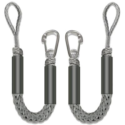 ONOSHIP 2PCS Fender Lines 2FT Premium Bungee Boat Lines with 316 Stainless Clip for Boat Bumper/Boat Fender Boat Accessories for Mooring for Jet Ski, SeaDoo, Yamaha WaveRunner Dinghy (Grey, 2 Feet)