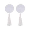 JUMISEE Reusable Adhesive Nipple Covers Pasties, Shiny Glitter Sequin Silicone Round-Shaped Breast Petals Bra with Tassel White view 1