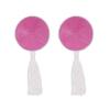 JUMISEE Reusable Adhesive Nipple Covers Pasties, Shiny Glitter Sequin Silicone Round-Shaped Breast Petals Bra with Tassel White view 3