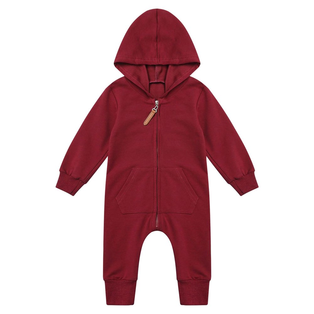 Yartina Infant Baby Girls Boys Fall Winter Snowsuit Hooded Bodysuit Long Sleeve Pocketed Romper Outerwear Red 6-9 Months
