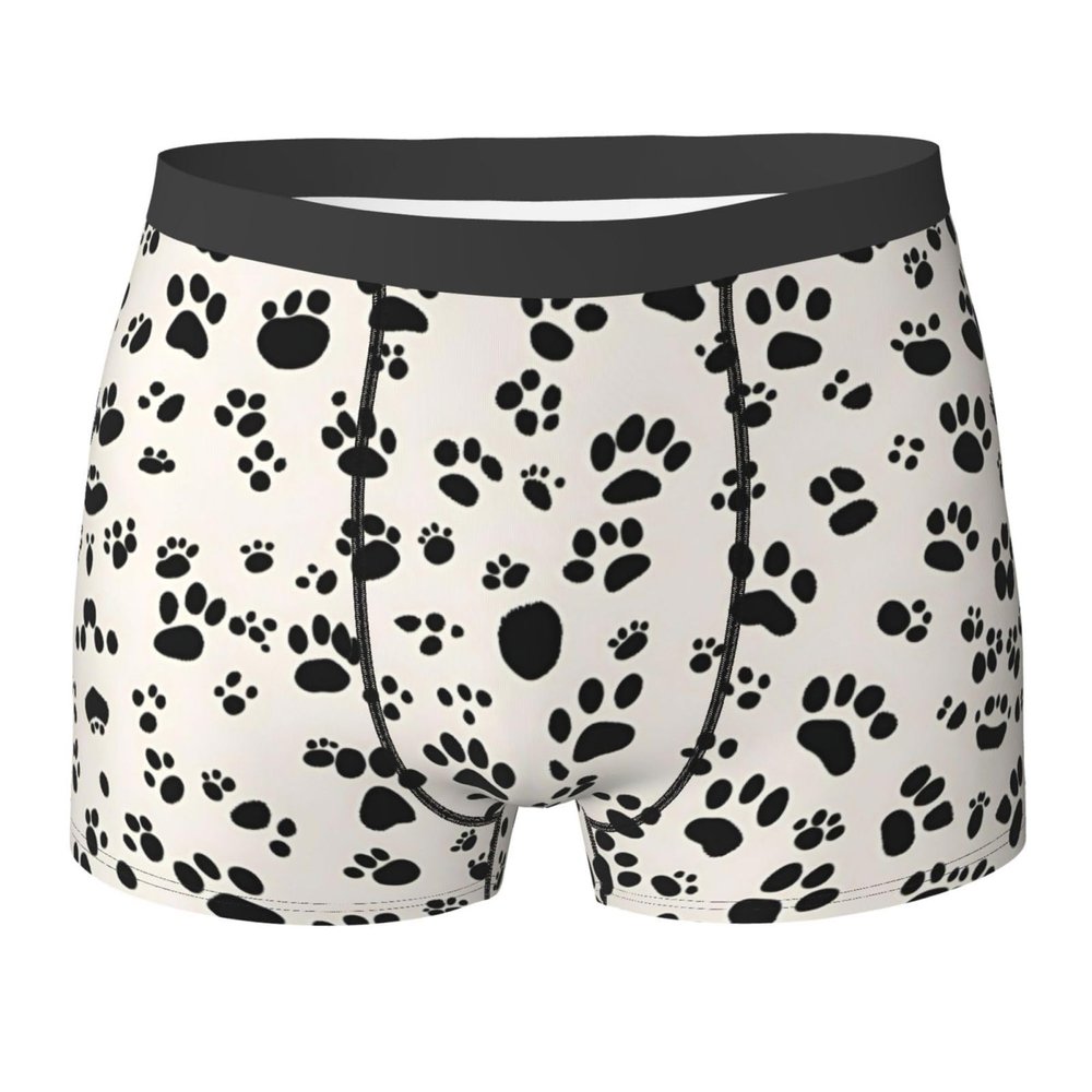Bone And Paw Print Premium Elastic Men'S Boxer Briefs,Comfortable And Breathable Men'S Underwear