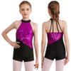 Agoky Children Girls Sparkle Dancing Costume Hip Hop Jazz Modern Dance Clothes Ballet Leotard Gymnastic Jumpsuit Hot Pink B 8 Years