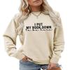 ESIKAH I Put My Book Down To Be Here Sweatshirt Funny Book Lover Shirts Women Crewneck Bookworm Pullover Tops Reading Sweater Beige, XX-Large view 1