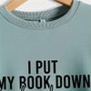 ESIKAH I Put My Book Down To Be Here Sweatshirt Funny Book Lover Shirts Women Crewneck Bookworm Pullover Tops Reading Sweater Beige, XX-Large view 3