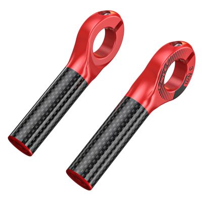 XROLAND Bike Handlebar 1 Pair Carbon Fiber Handlebar Ends Bar Grips Ends 22.2Mm Ergonomic Design Cyling Bike Mountain Bike Handlebar Grips Ends, Size: approx.12.5x3.7cm, Red