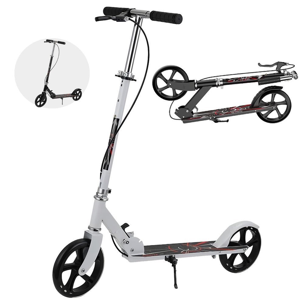 GLDDFDG Scooter for Adults and Teens- Adjustable Height, Kids Scooter, Folding Scooter, Teens & Adults, Lightweight, Aluminum, Indoor and Outdoor Scooters for Children 6-12 Years Old,White